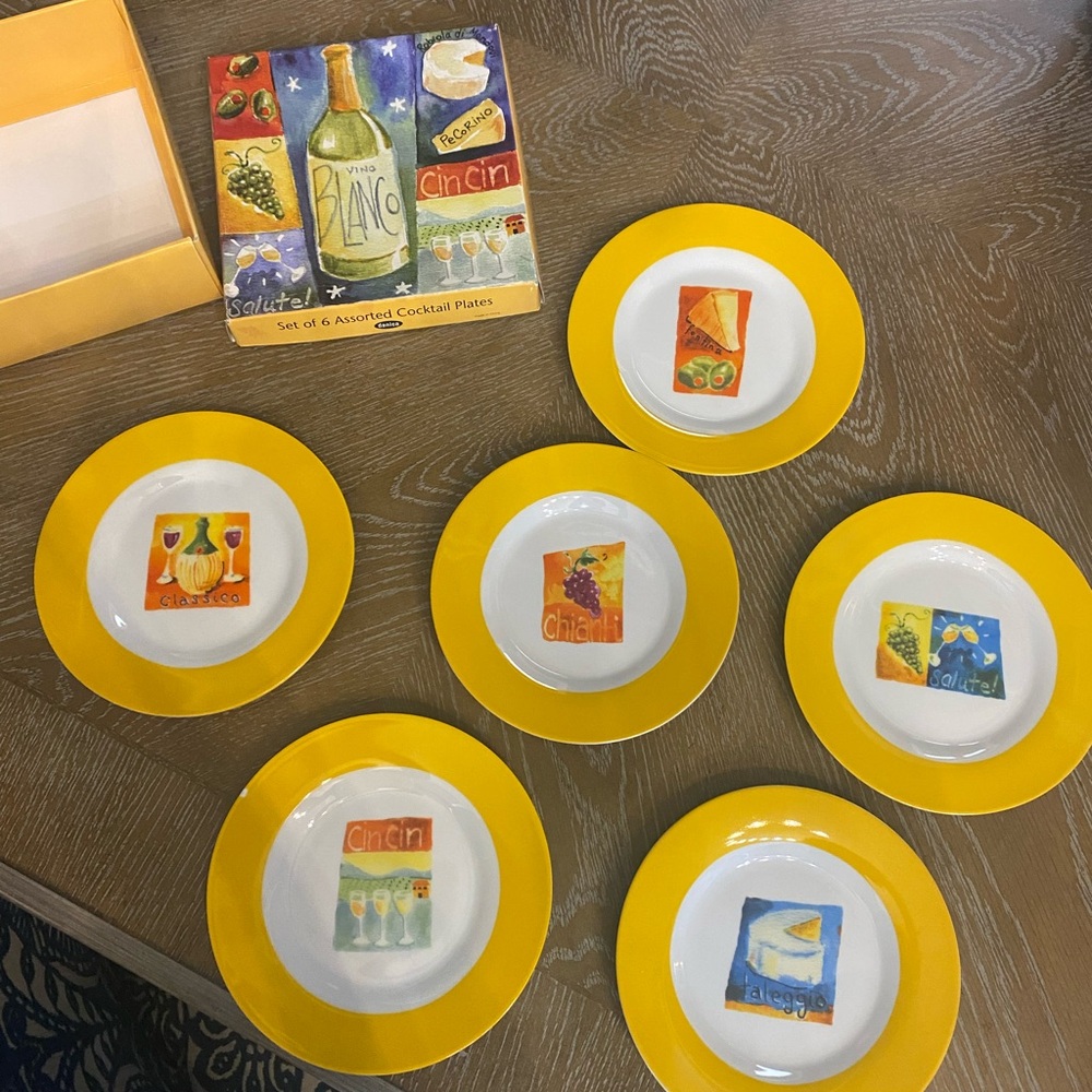 Y2K Global Village Coffeehouse Danica Cocktail Appetizer Plates - Set of 6